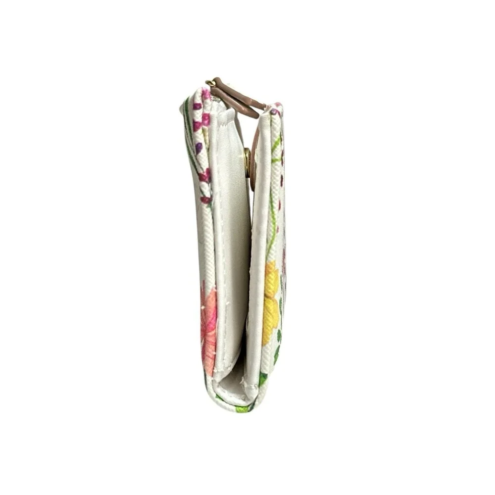 Nanette Lepore Women's Small White Floral Bifold Wallet Snap Closure Zip Pocket‎